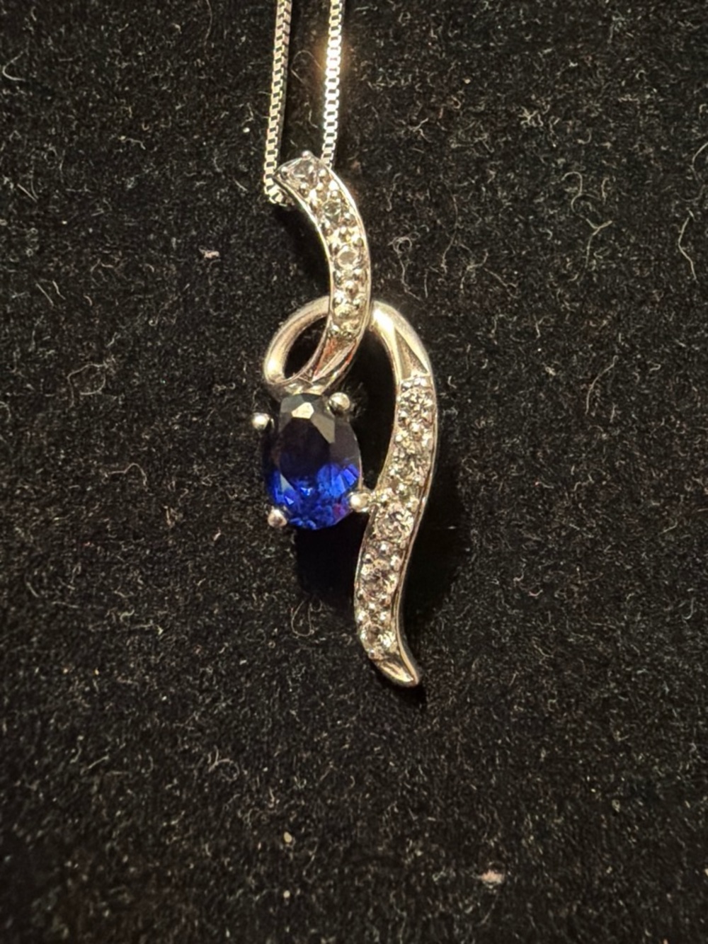 Kay Jewelers  Necklace with Deep Blue sapphire Oval Stone and diamond Accents